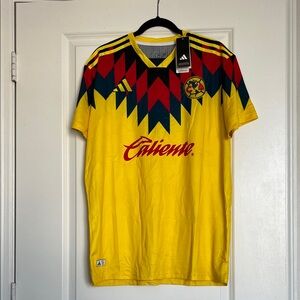 Adidas Yellow and Red Graphic Soccer Jersey